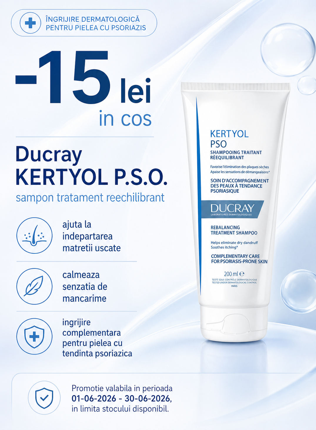 Promotie cu voucher aplicat in cos 15 lei la Ducray