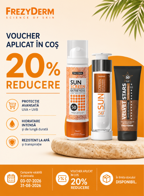 Promotie cu voucher aplicat in cos 20% la Frezyderm