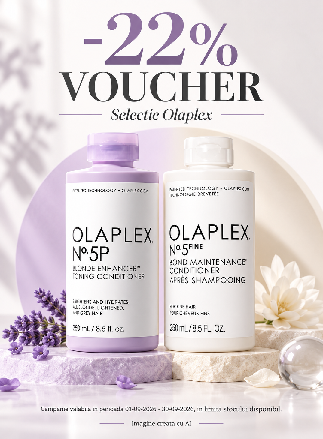 Promotie cu voucher aplicat in cos 22% la Olaplex