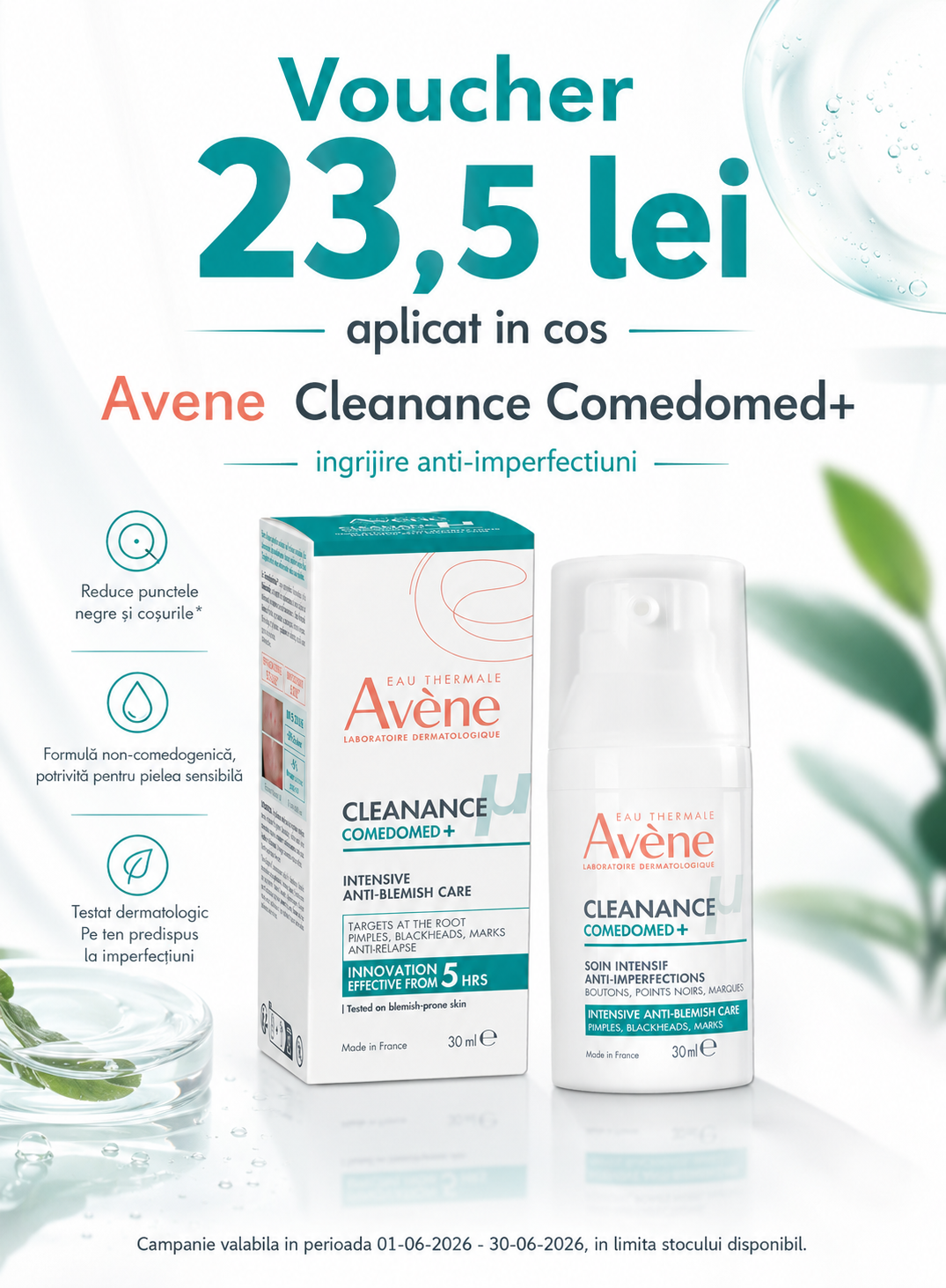 Promotie cu voucher aplicat in cos 23.5 lei la Avene
