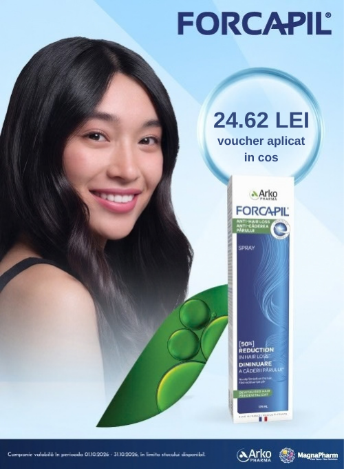 Promotie cu voucher aplicat in cos 24.62 lei la Forcapil