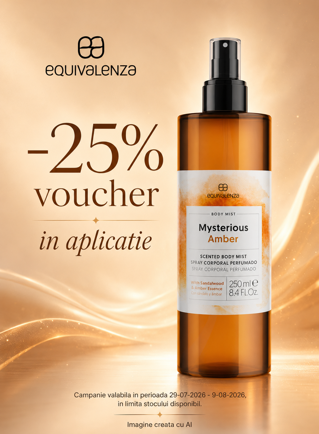 Promotie cu voucher aplicat in cos 25% la Equivalenza Exclusiv in Aplicatie