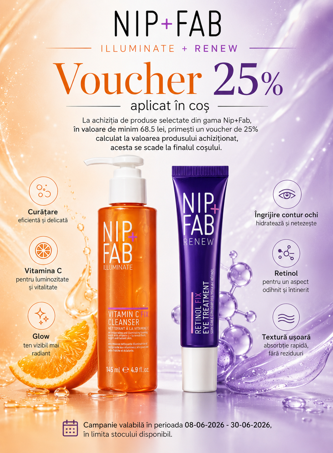 Promotie cu voucher aplicat in cos 25% la Nip+Fab