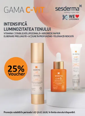 Promotie cu voucher aplicat in cos 25% la Sesderma
