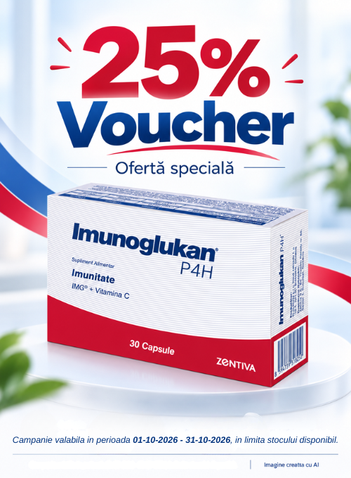 Promotie cu voucher aplicat in cos 25% la Zentiva - Imunoglukan