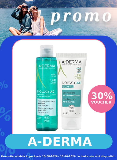 Promotie cu voucher aplicat in cos 30% la Aderma