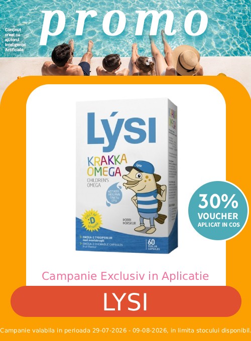 Promotie cu voucher aplicat in cos 30% la Lysi Exclusiv in Aplicatie