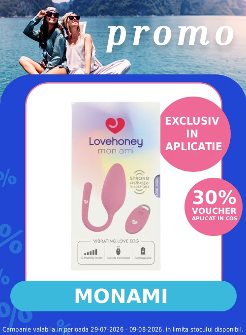 Promotie cu voucher aplicat in cos 30% la Monami Exclusiv in Aplicatie
