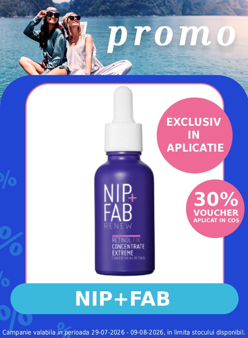 Promotie cu voucher aplicat in cos 30% la Nip+Fab Exclusiv in Aplicatie