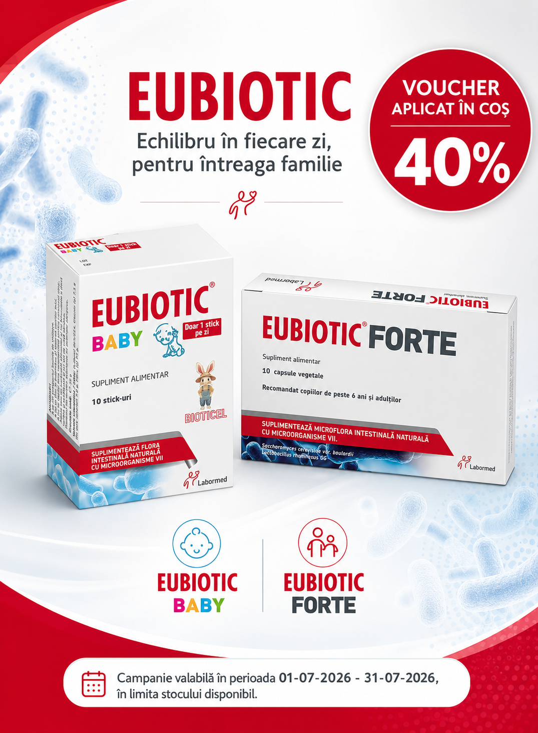 Promotie cu voucher aplicat in cos 40% la Labormed - Eubiotic