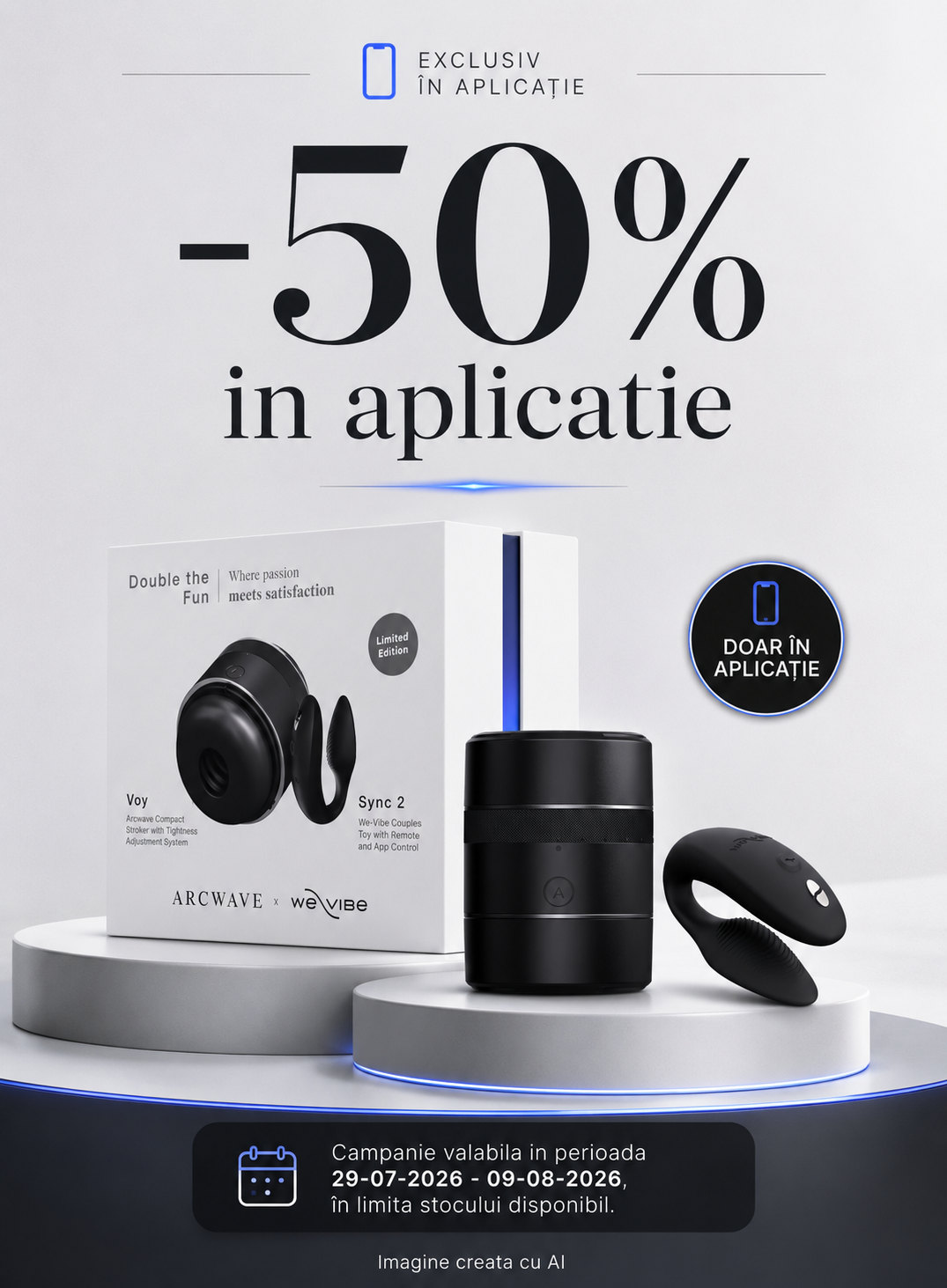 Promotie cu voucher aplicat in cos 50% la Arcwave Exclusiv in Aplicatie