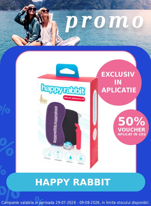 Promotie cu voucher aplicat in cos 50% la Happy Rabbit Exclusiv in Aplicatie