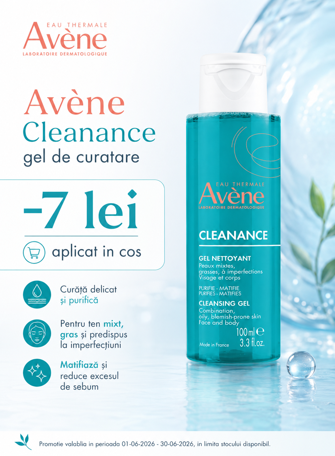 Promotie cu voucher aplicat in cos 7 lei la Avene