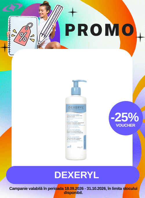 Promotie cu voucher aplicat in cos de 25% la Dexeryl