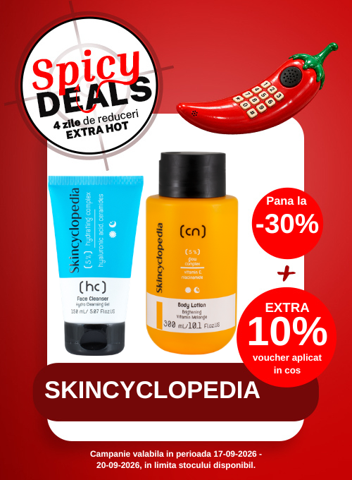 Promotie cu voucher aplicat in cos Extra 10% la Skincyclopedia - Spicy Deals