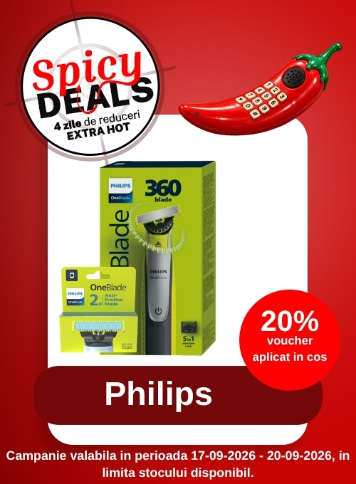 Spicy Deals cu 20% voucher aplicat in cos la Philips One Blade