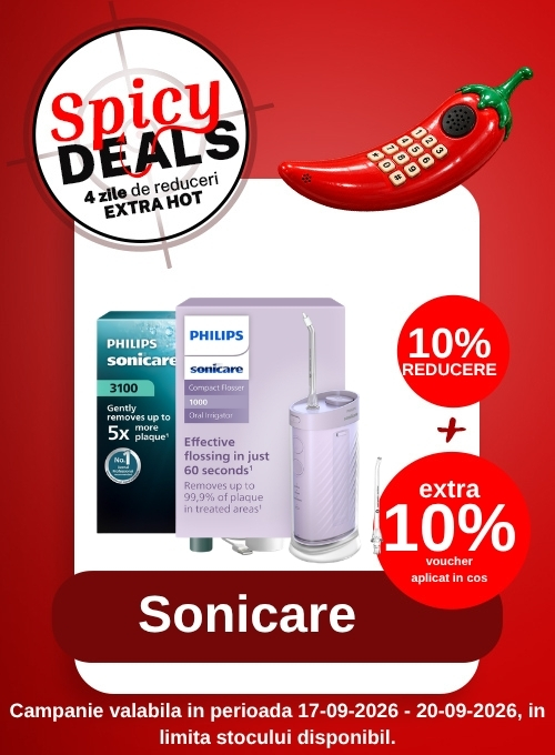 Spicy Deals cu extra 10% voucher aplicat in cos la Philips Sonicare