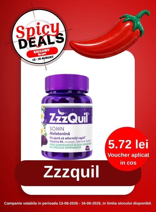 Spicy Deals cu extra 5.72 lei voucher aplicat in cos la  Zzzquil