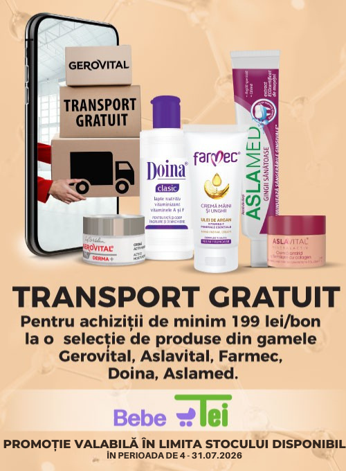 Transport Gratuit la Gerovital, Farmec, Aslamed si Aslavital