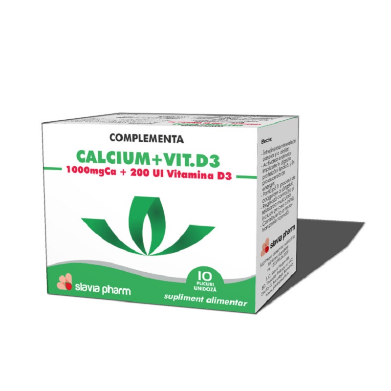 Calciu cu vitamina D3, 10 plicuri, Slavia Pharm