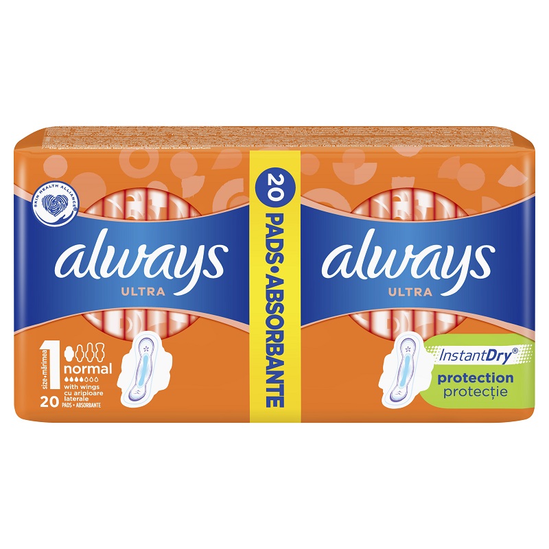 Absorbante Always Duo Pack Ultra Plus, 20 bucati, Marimea 1, P&G