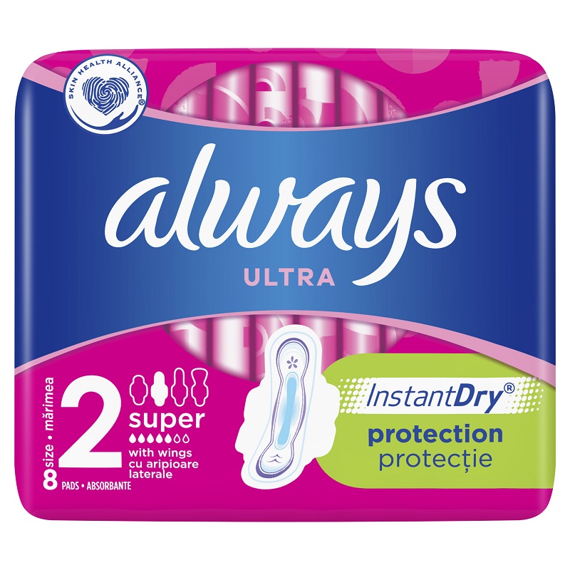 Absorbante Always Ultra Soft, 8 bucati, Marimea 2, P&G