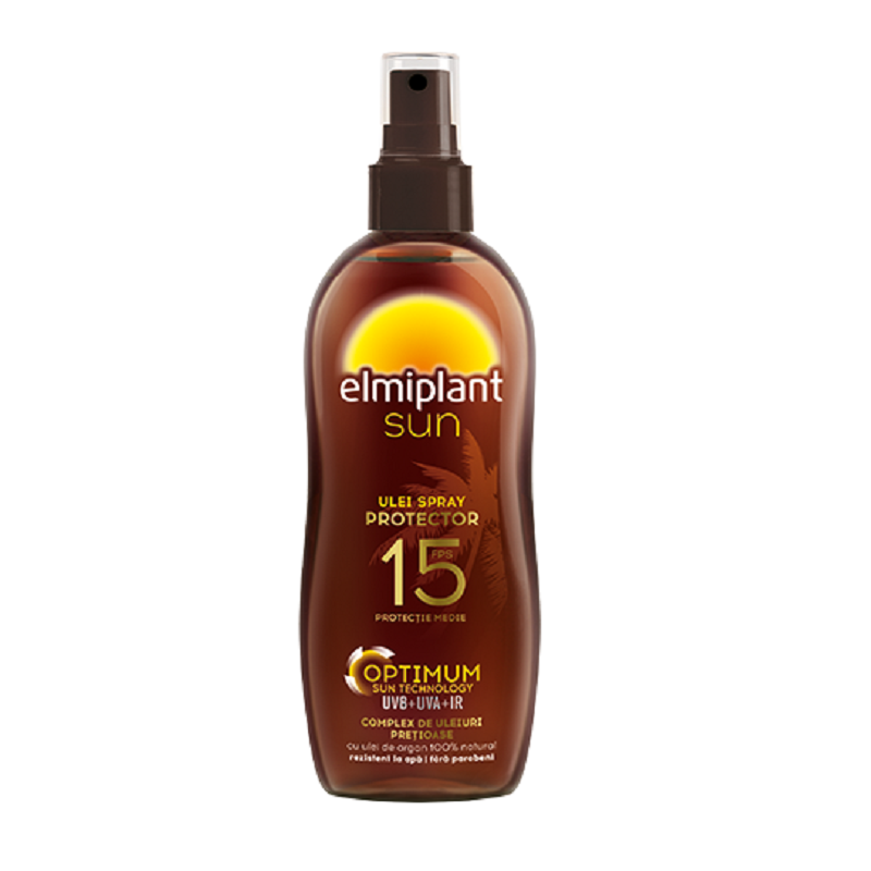 Ulei Spray bronzant cu protectie solara SPF 15, 150 ml, Elmiplant