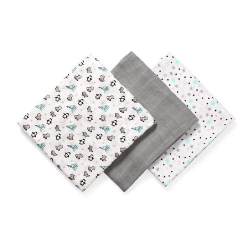 Set 3 scutece textile pentru copii Bamboo, 70x70 cm, Gri, Babyono