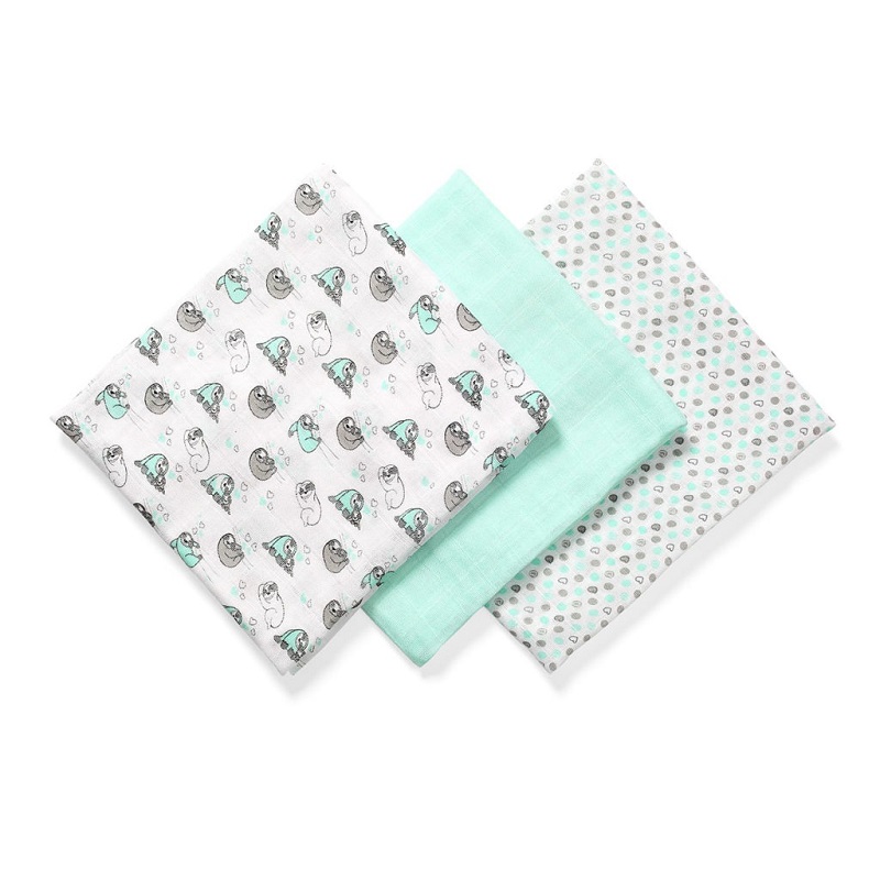 Set 3 scutece textile pentru copii Bamboo, 70x70 cm, Verde, Babyono