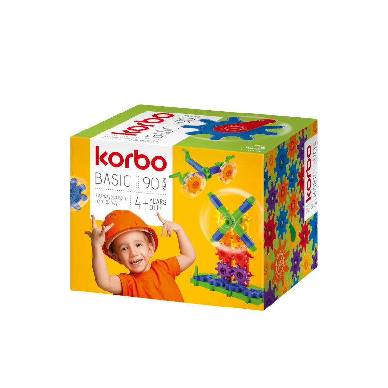 Joc educativ Basic Gandeste, Construieste si Roteste, 90 piese, Korbo