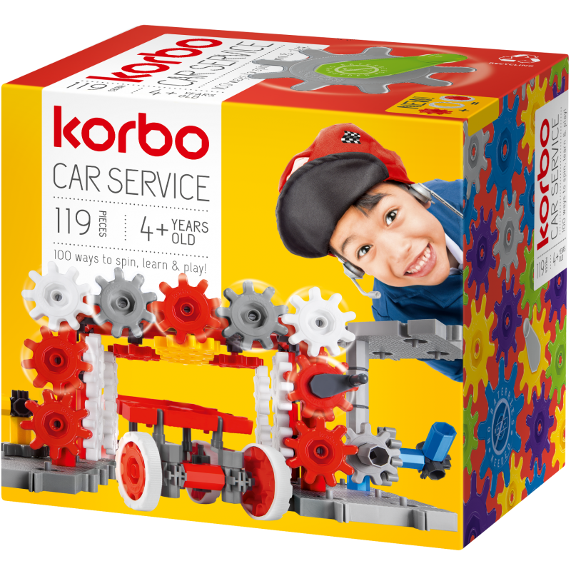 Joc educativ Car Service, Gandeste, Construieste, Roteste, 119 piese, Korbo