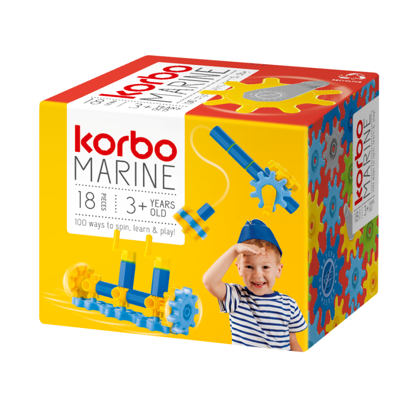 Joc educativ Marine, Gandeste, Construieste si Roteste, 18 piese, Korbo