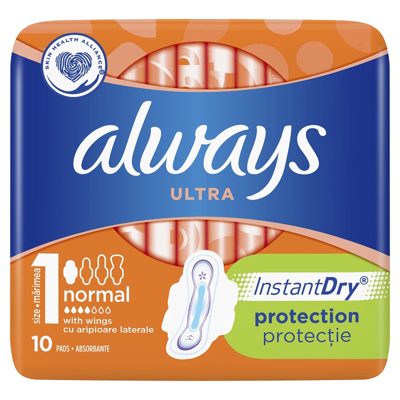 Absorbante Always Ultra Normal, 10 bucati, Marimea 1, P&G