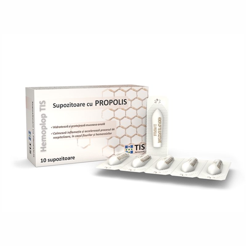 Supozitoare cu propolis Hemoploptis, 10 bucati, Tis Farmaceutic