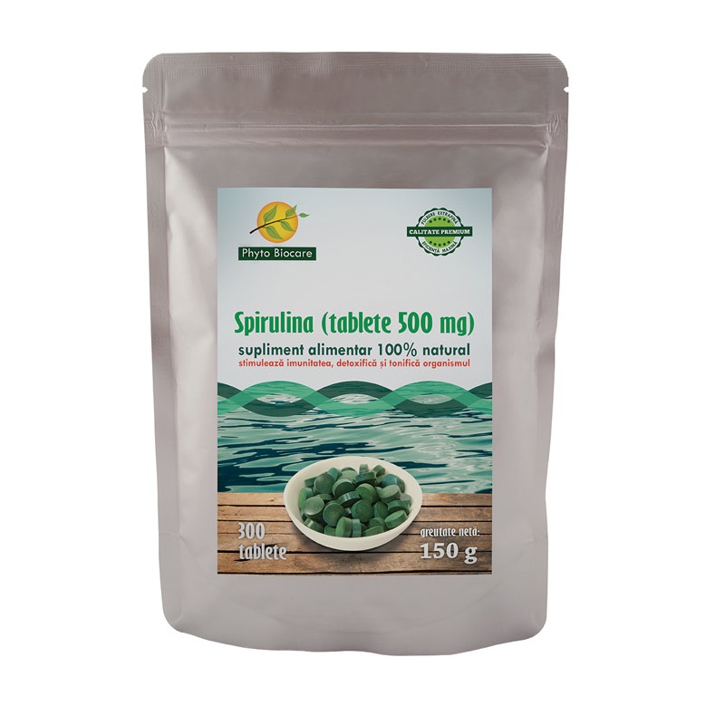 Spirulina, 500 mg, 300 tablete, Phyto Biocare