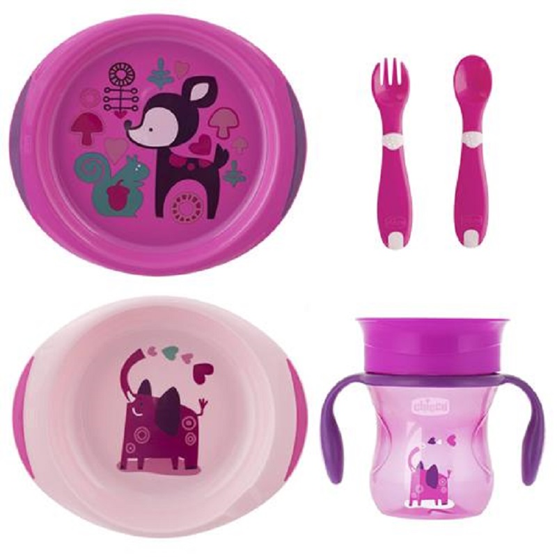 Set complet de hranire, Girl, 12 luni +, Chicco