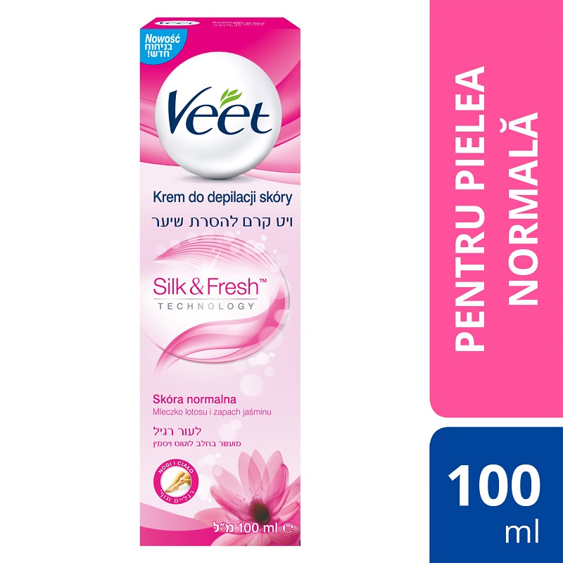 Crema depilatoare pentru piele normala cu lapte de lotus, 100 ml, Veet