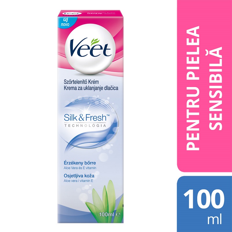 Crema depilatoare pentru piele sensibila Silk and Fresh, 100 ml, Veet