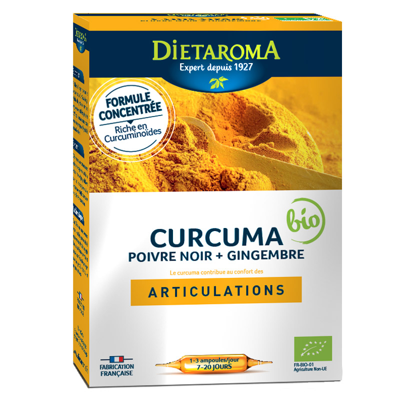 Articulatii sanatoase turmeric, piper negru si ghimbir, 20 x10 ml, DietAroma