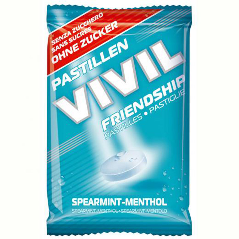 Bomboane fara zahar Spearmint si Mentol Friendship, 25 g, Vivil