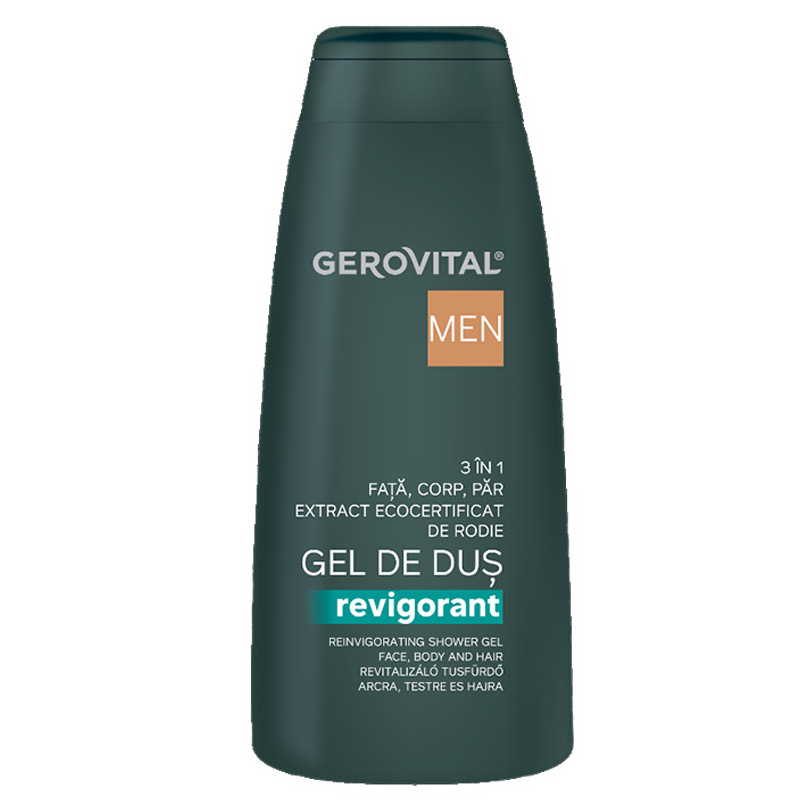 Gel de dus 3 in 1 Revigorant, 400ml, Gerovital Men