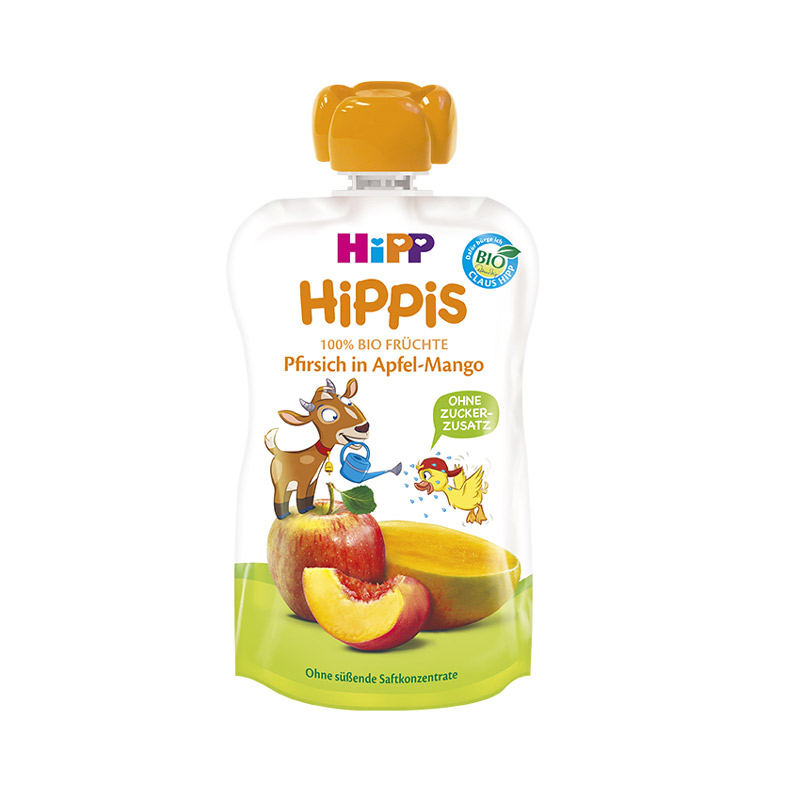 Piure Bio din mar, mango si piersica HiPPiS, +12 luni, 100 g, Hipp