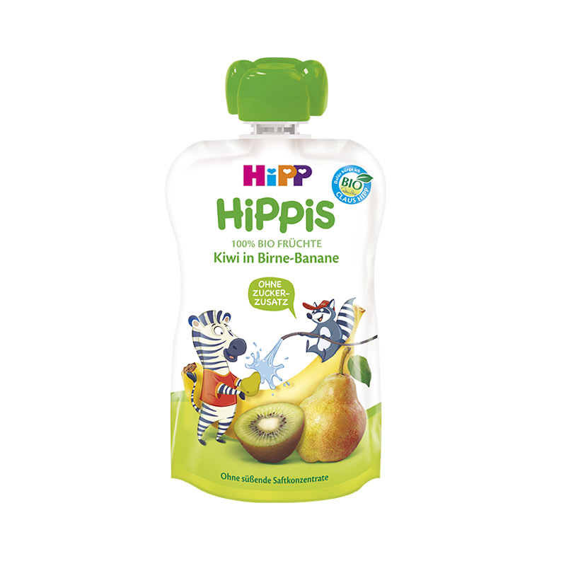 Piure Bio din para, banane si kiwi HiPPiS, +12 luni, 100 g, Hipp