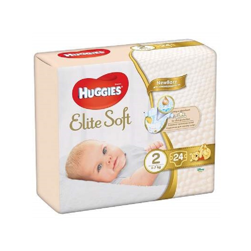 Scutece Elite Soft Nr. 2, 4- 6 kg, 24 bucati, Huggies