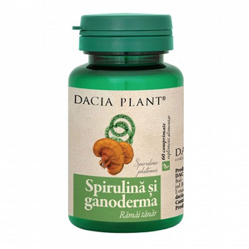 Spirulina si ganoderma, 60 capsule, Dacia Plant