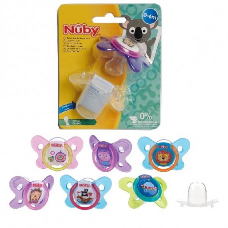 Suzeta fluture decor silicon cu inel, 0-6 luni cu capac igienic, 5857SFS, Nuby