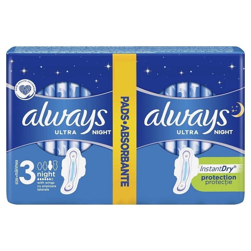  Absorbante Always, Duo Pack, Ultra Night, Size 3, 12 bucati, P&G