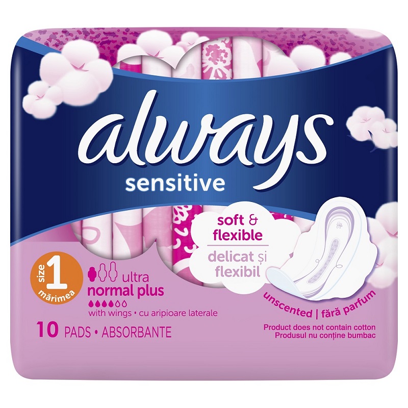 Absorbante Always Ultra Sensitive Normal, 10 bucati, P&G