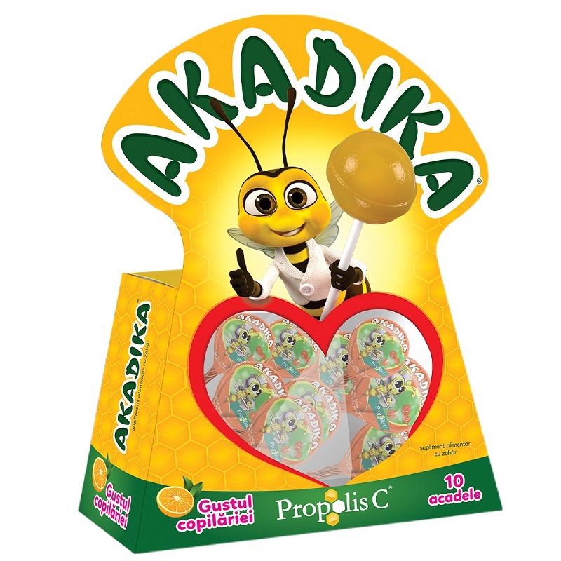 Akadika acadele Propolis C cu aroma de portocala, 10 buc, Fiterman Pharma