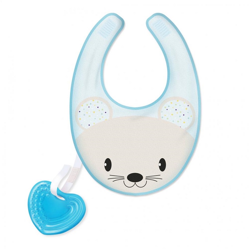 Baveta 3 in 1 Gummy Bib Boy 4 luni+, 0258220, Chicco